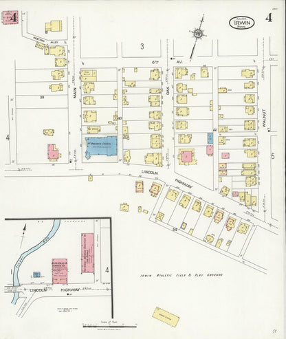 Sanborn Fire Insurance Map from Irwin, Westmoreland County, Pennsylvania (1925), Sheet #0004 - Complete Map Set gallery image, historic Sanborn map, vintage wall art, Pennsylvania Pennsylvania