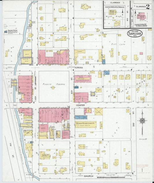 Sanborn Fire Insurance Map from Sarcoxie, Jasper County, Missouri (1918), Sheet #0002 - Historic Sanborn Fire Insurance Map Print, vintage old map wall art, antique decor, genealogy gift, Missouri Missouri map