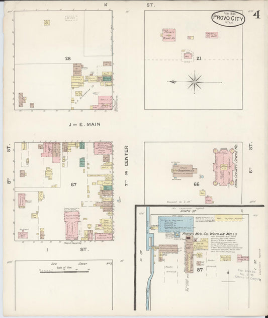 Sanborn Fire Insurance Map from Provo, Utah County, Utah (1888), Sheet #0004 - Historic Sanborn Fire Insurance Map Print, vintage old map wall art, antique decor, genealogy gift, Provo Utah map