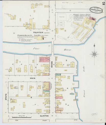 Sanborn Fire Insurance Map from Charlevoix, Charlevoix County, Michigan (1890), Sheet #0002 - Historic Sanborn Fire Insurance Map Print, vintage old map wall art, antique decor, genealogy gift, Michigan Michigan map