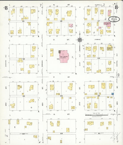 Sanborn Fire Insurance Map from Ord, Valley County, Nebraska (1924), Sheet #0008 - Complete Map Set gallery image, historic Sanborn map, vintage wall art, Nebraska Nebraska