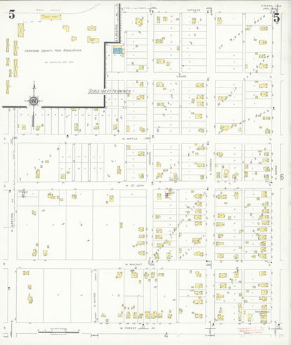 Sanborn Fire Insurance Map from Girard, Crawford County, Kansas (1935), Sheet #0005 - Complete Map Set gallery image, historic Sanborn map, vintage wall art, Kansas Kansas