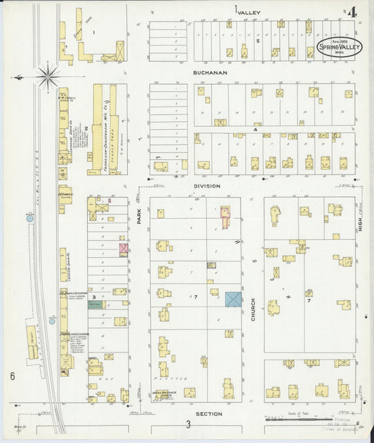 Sanborn Fire Insurance Map from Spring Valley, Fillmore County, Minnesota (1909), Sheet #0004 - Historic Sanborn Fire Insurance Map Print, vintage old map wall art, antique decor, genealogy gift, Minnesota Minnesota map