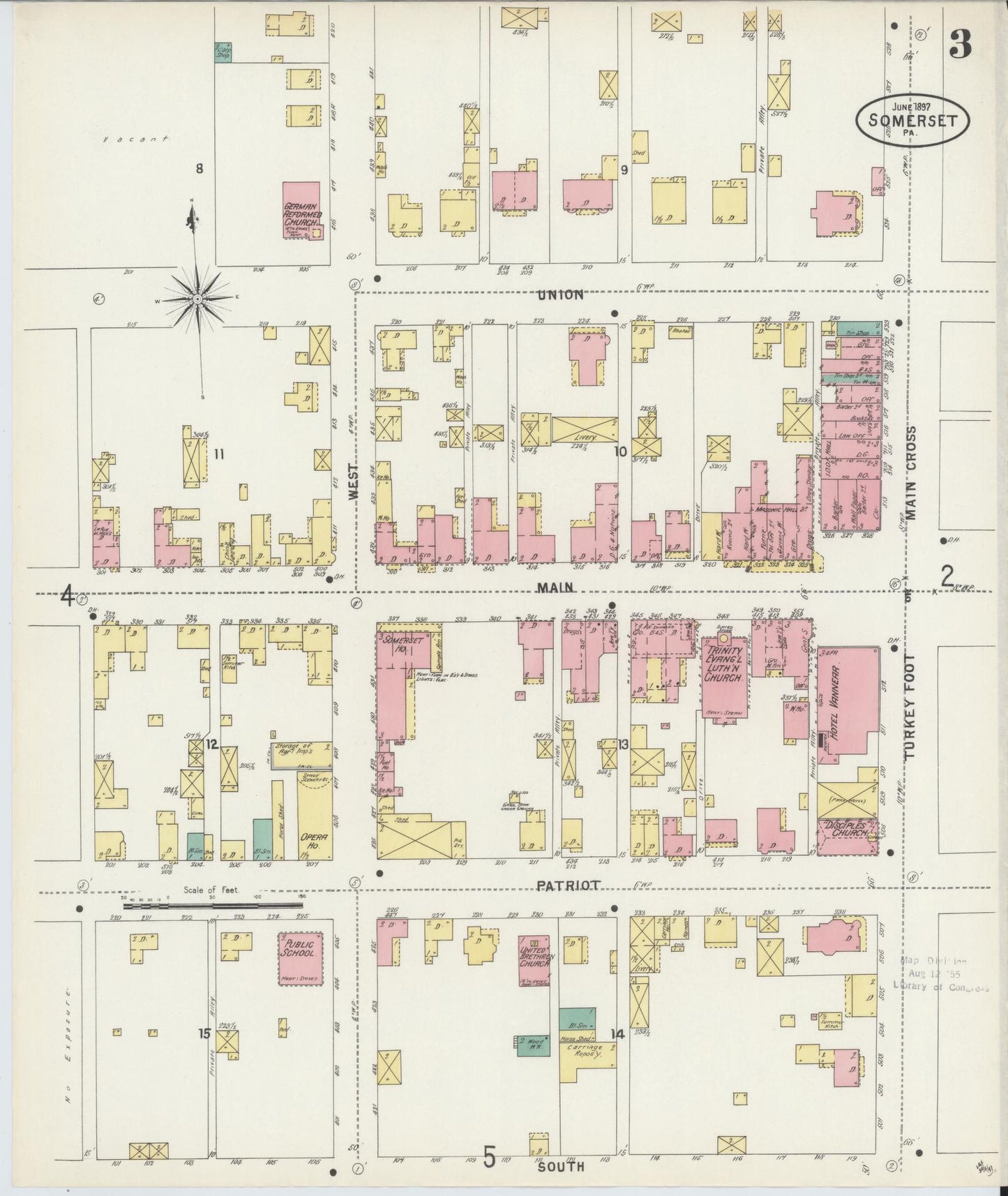 Sanborn Fire Insurance Map from Somerset, Somerset County, Pennsylvania (1897), Sheet #0003 - Complete Map Set gallery image, historic Sanborn map, vintage wall art, Pennsylvania Pennsylvania