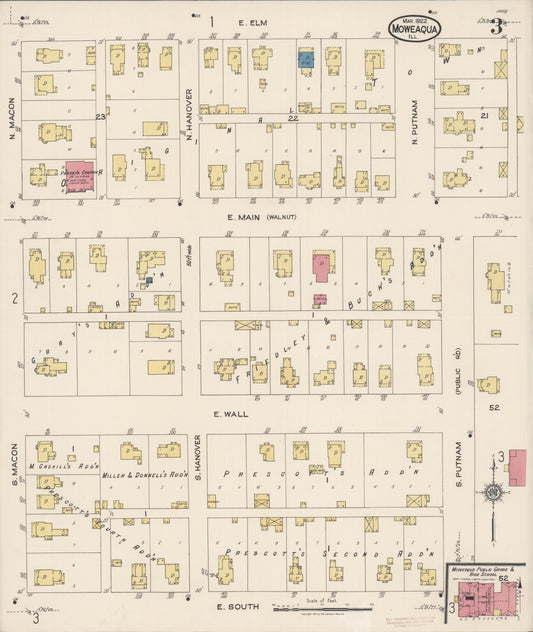 Sanborn Fire Insurance Map from Moweaqua, Shelby County, Illinois (1922), Sheet #0003 - Historic Sanborn Fire Insurance Map Print, vintage old map wall art, antique decor, genealogy gift, Illinois Illinois map