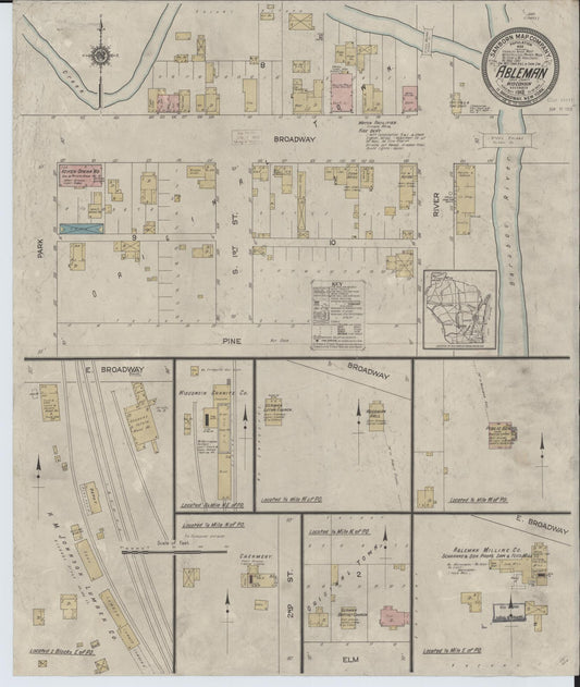 Sanborn Fire Insurance Map from Ableman, Sauk County, Wisconsin (1912), Sheet #0001 - Historic Sanborn Fire Insurance Map Print, vintage old map wall art, antique decor, genealogy gift, Wisconsin Wisconsin map