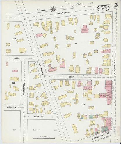 Sanborn Fire Insurance Map from Auburn, Cayuga County, New York (1892), Sheet #0005 - Complete Map Set gallery image, historic Sanborn map, vintage wall art, New York New York
