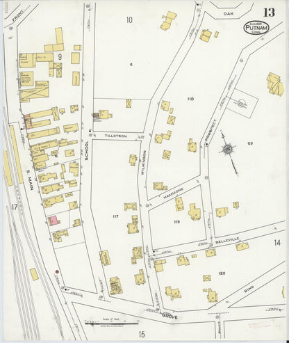 Sanborn Fire Insurance Map from Putnam, Windham County, Connecticut (1920), Sheet #0013 - Complete Map Set gallery image, historic Sanborn map, vintage wall art, Connecticut Connecticut