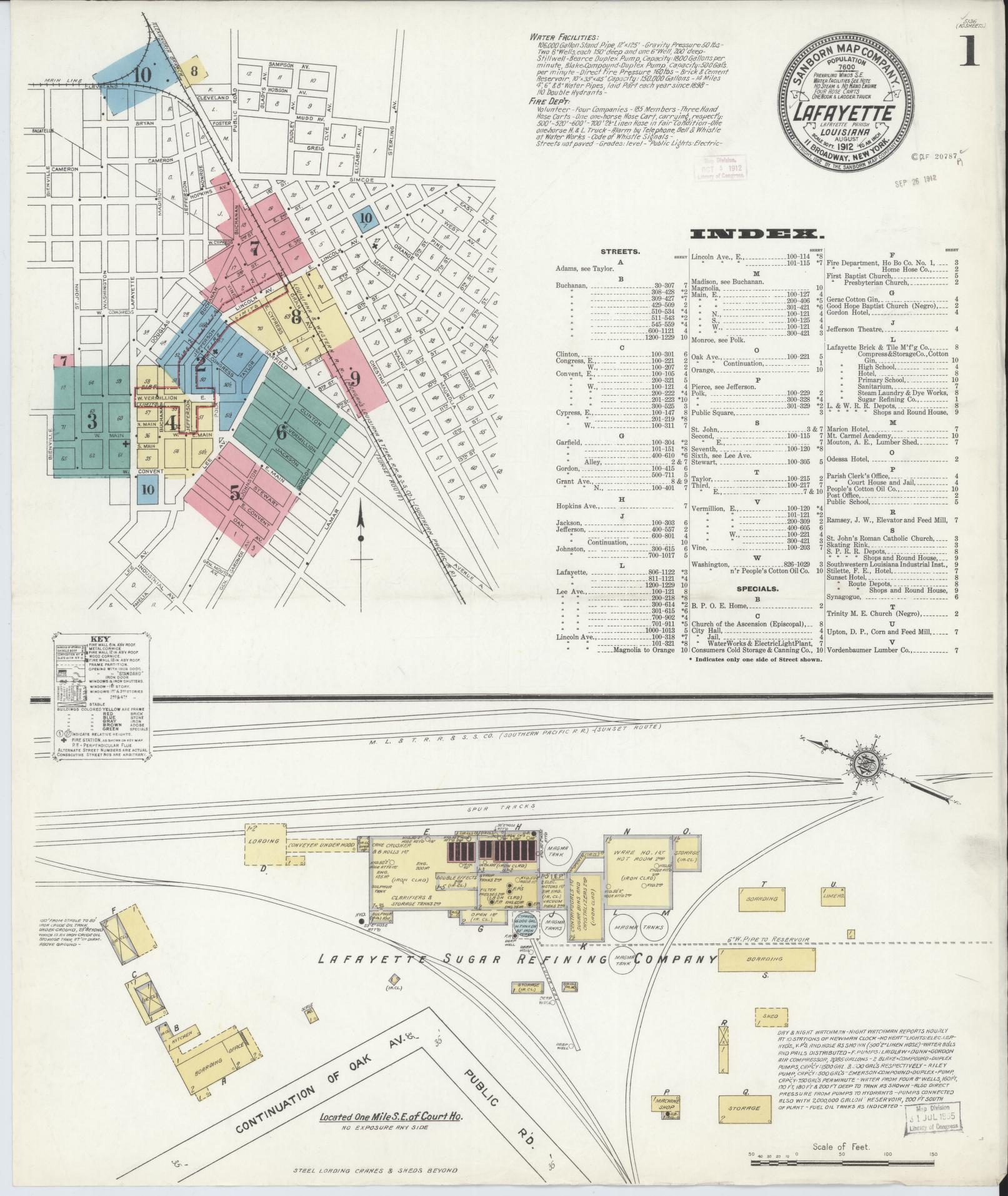 Sanborn Fire Insurance Map from Lafayette, Lafayette Parish, Louisiana. (1912) – Historic Sanborn Fire Insurance Map Print