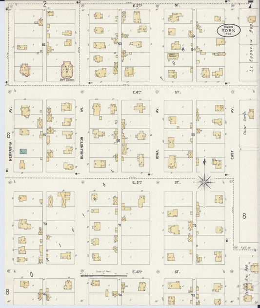 Sanborn Fire Insurance Map from York, York County, Nebraska (1899), Sheet #0007 - Historic Sanborn Fire Insurance Map Print, vintage old map wall art, antique decor, genealogy gift, Nebraska Nebraska map