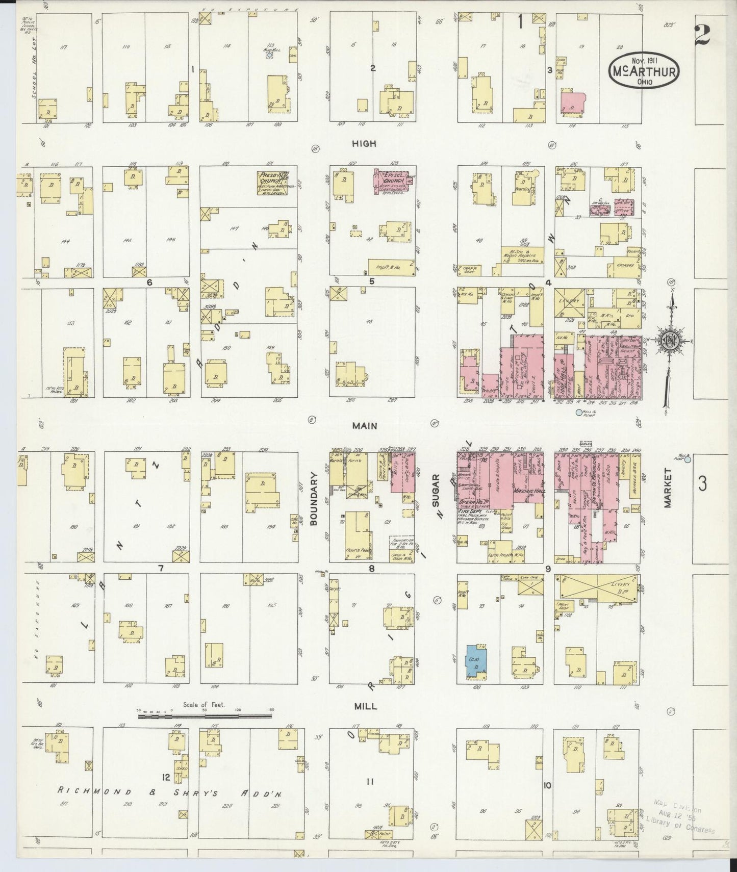 Sanborn Fire Insurance Map from McArthur, Vinton County, Ohio (1911), Sheet #0002 - Historic Sanborn Fire Insurance Map Print, vintage old map wall art, antique decor, genealogy gift, Ohio Ohio map