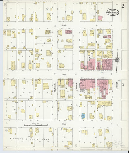 Sanborn Fire Insurance Map from McArthur, Vinton County, Ohio (1911), Sheet #0002 - Historic Sanborn Fire Insurance Map Print, vintage old map wall art, antique decor, genealogy gift, Ohio Ohio map