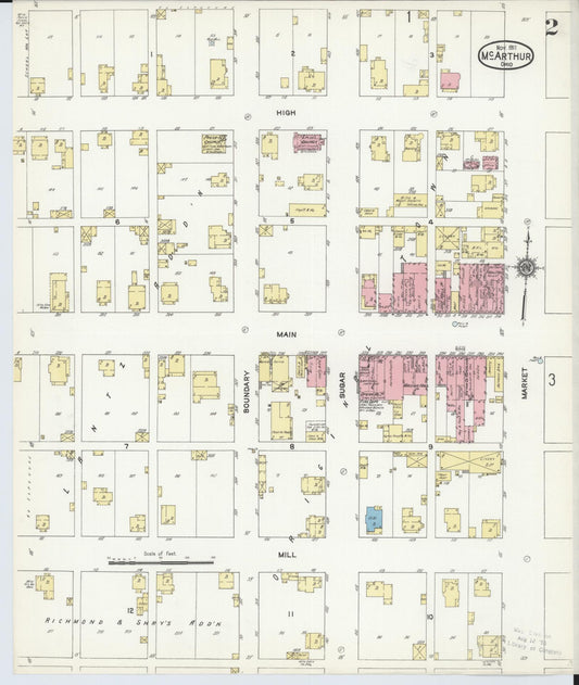 Sanborn Fire Insurance Map from McArthur, Vinton County, Ohio (1911), Sheet #0002 - Historic Sanborn Fire Insurance Map Print, vintage old map wall art, antique decor, genealogy gift, Ohio Ohio map