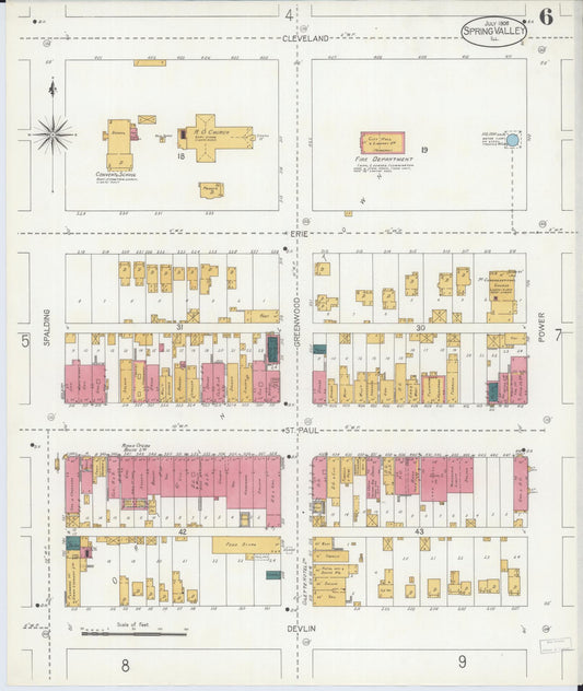 Sanborn Fire Insurance Map from Spring Valley, Bureau County, Illinois (1906), Sheet #0006 - Historic Sanborn Fire Insurance Map Print, vintage old map wall art, antique decor, genealogy gift, Illinois Illinois map