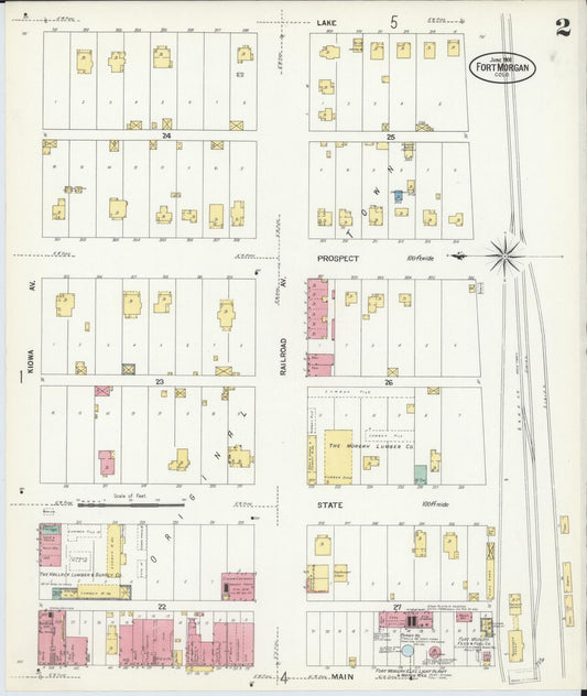 Sanborn Fire Insurance Map from Fort Morgan, Morgan County, Colorado (1908), Sheet #0002 - Historic Sanborn Fire Insurance Map Print, vintage old map wall art, antique decor, genealogy gift, Colorado Colorado map