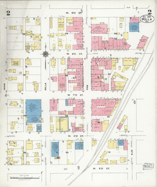 Sanborn Fire Insurance Map from Rolla, Phelps County, Missouri (1924), Sheet #0002 - Historic Sanborn Fire Insurance Map Print, vintage old map wall art, antique decor, genealogy gift, Missouri Missouri map