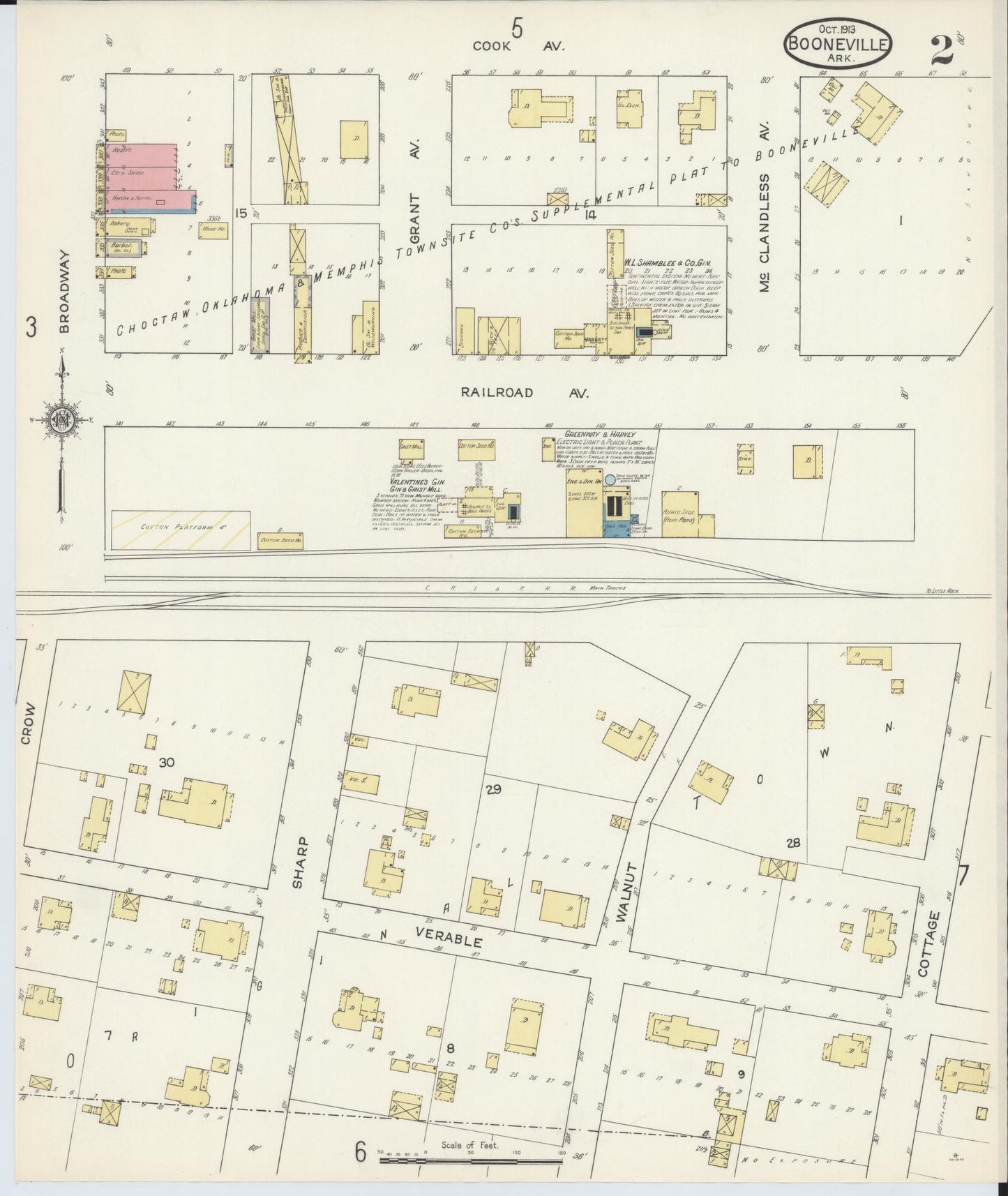 Sanborn Fire Insurance Map from Booneville, Logan County, Arkansas (1913), Sheet #0002 - Complete Map Set gallery image, historic Sanborn map, vintage wall art, Arkansas Arkansas