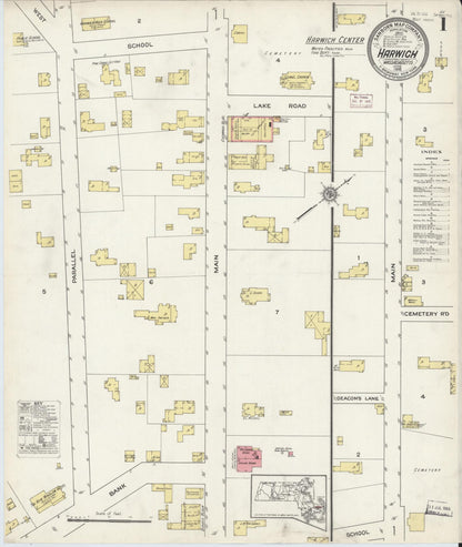 Sanborn Fire Insurance Map from Harwich, Barnstable County, Massachusetts (1915), Sheet #0001 - Complete Map Set gallery image, historic Sanborn map, vintage wall art, Massachusetts Massachusetts