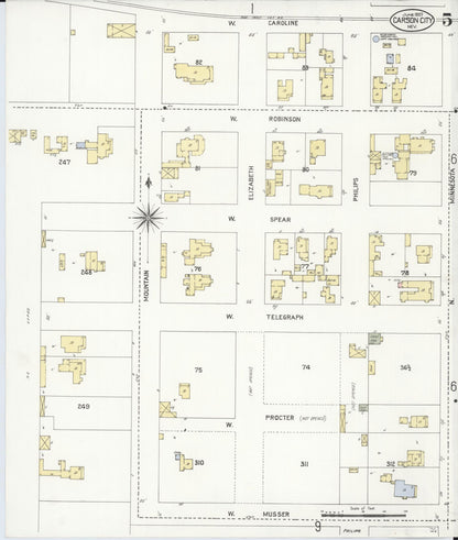 Sanborn Fire Insurance Map from Carson City, Carson City County, Nevada (1907), Sheet #0005 - Complete Map Set gallery image, historic Sanborn map, vintage wall art, Nevada Nevada