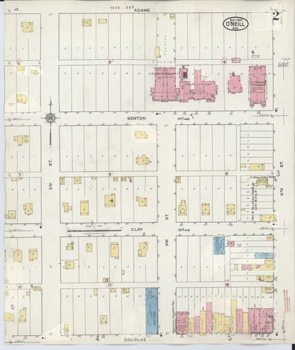 Sanborn Fire Insurance Map from O'Neill, Holt County, Nebraska (1932), Sheet #0002 - Complete Map Set gallery image, historic Sanborn map, vintage wall art, Nebraska Nebraska