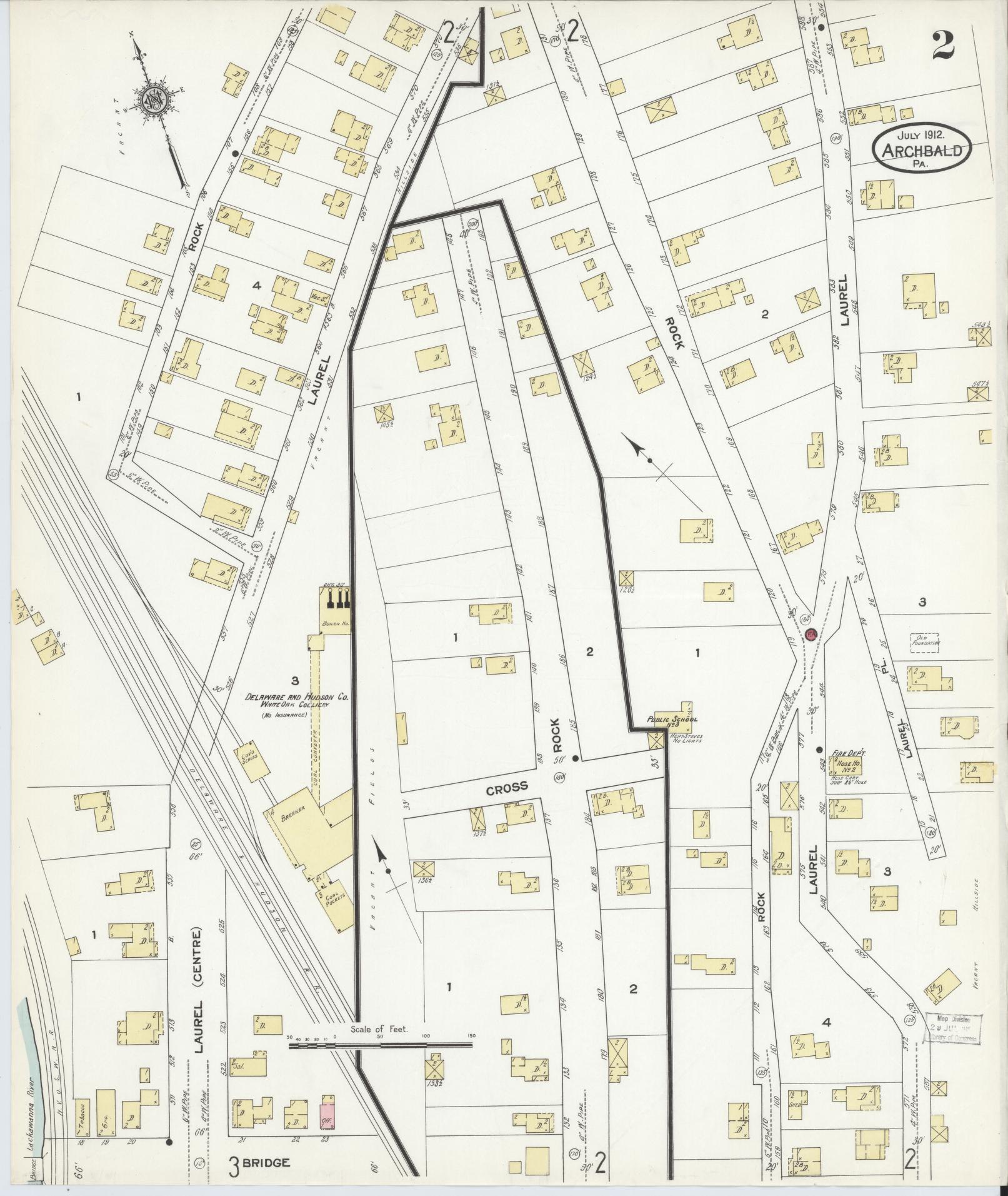 Sanborn Fire Insurance Map from Archbald, Lackawanna County, Pennsylvania (1912), Sheet #0002 - Historic Sanborn Fire Insurance Map Print, vintage old map wall art, antique decor, genealogy gift, Pennsylvania Pennsylvania map
