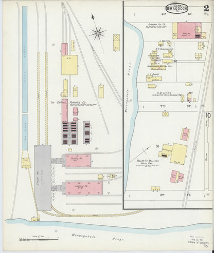 Sanborn Fire Insurance Map from Braddock, Allegheny County, Pennsylvania (1896), Sheet #0002 - Complete Map Set gallery image, historic Sanborn map, vintage wall art, Pennsylvania Pennsylvania