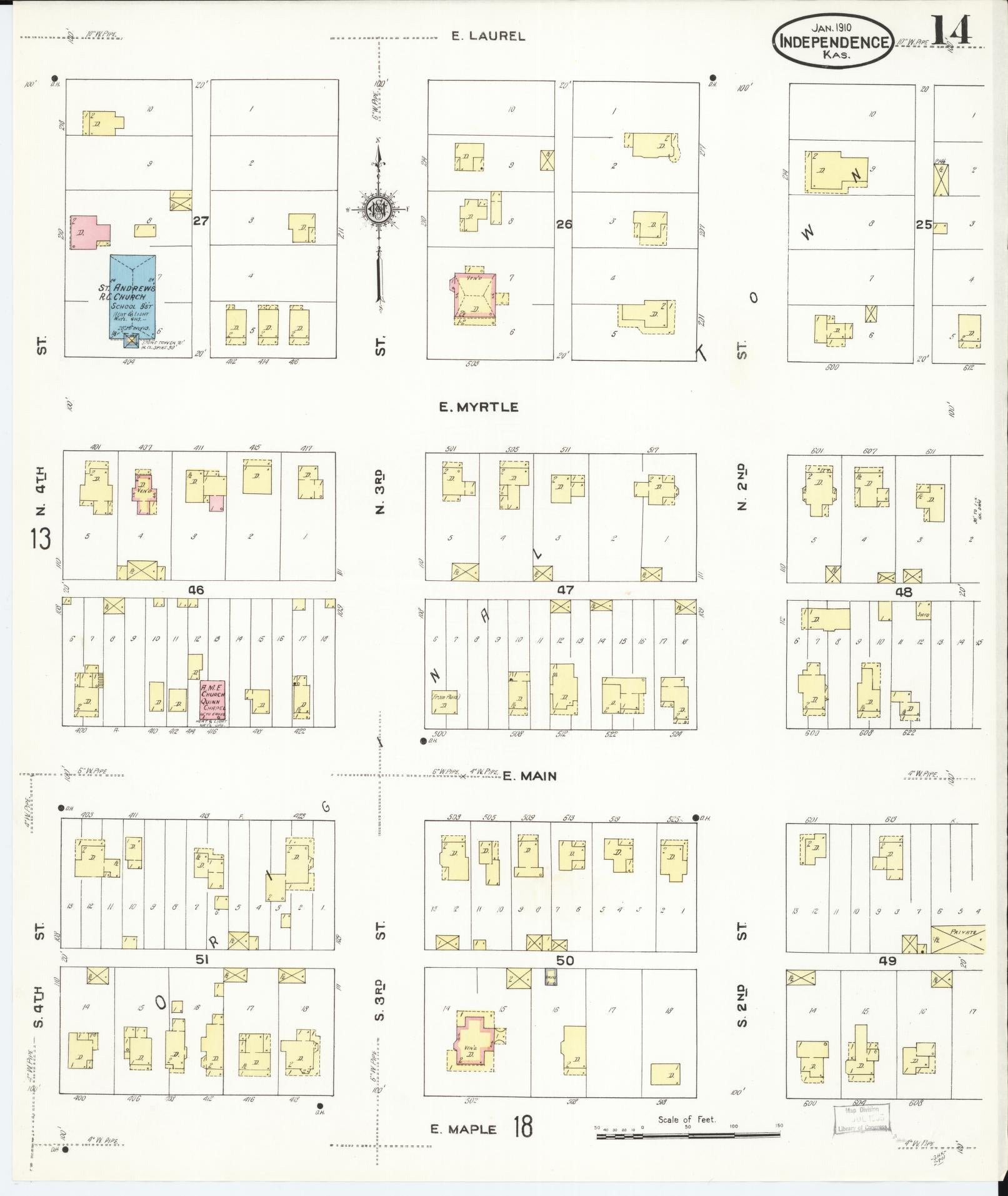Sanborn Fire Insurance Map from Independence, Montgomery County, Kansas (1910), Sheet #0014 - Historic Sanborn Fire Insurance Map Print, vintage old map wall art, antique decor, genealogy gift, Kansas Kansas map