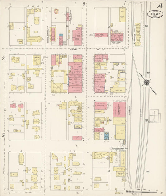 Sanborn Fire Insurance Map from Cheney, Spokane County, Washington (1916), Sheet #0004 - Historic Sanborn Fire Insurance Map Print, vintage old map wall art, antique decor, genealogy gift, Washington Washington map