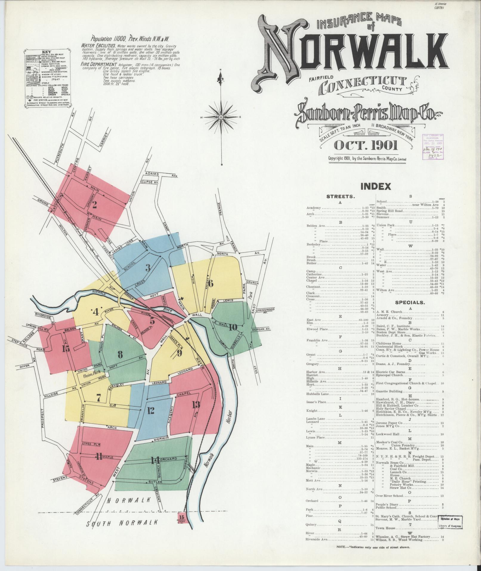 Sanborn Fire Insurance Map from Norwalk, Fairfield County, Connecticut. (1901) – Historic Sanborn Fire Insurance Map Print