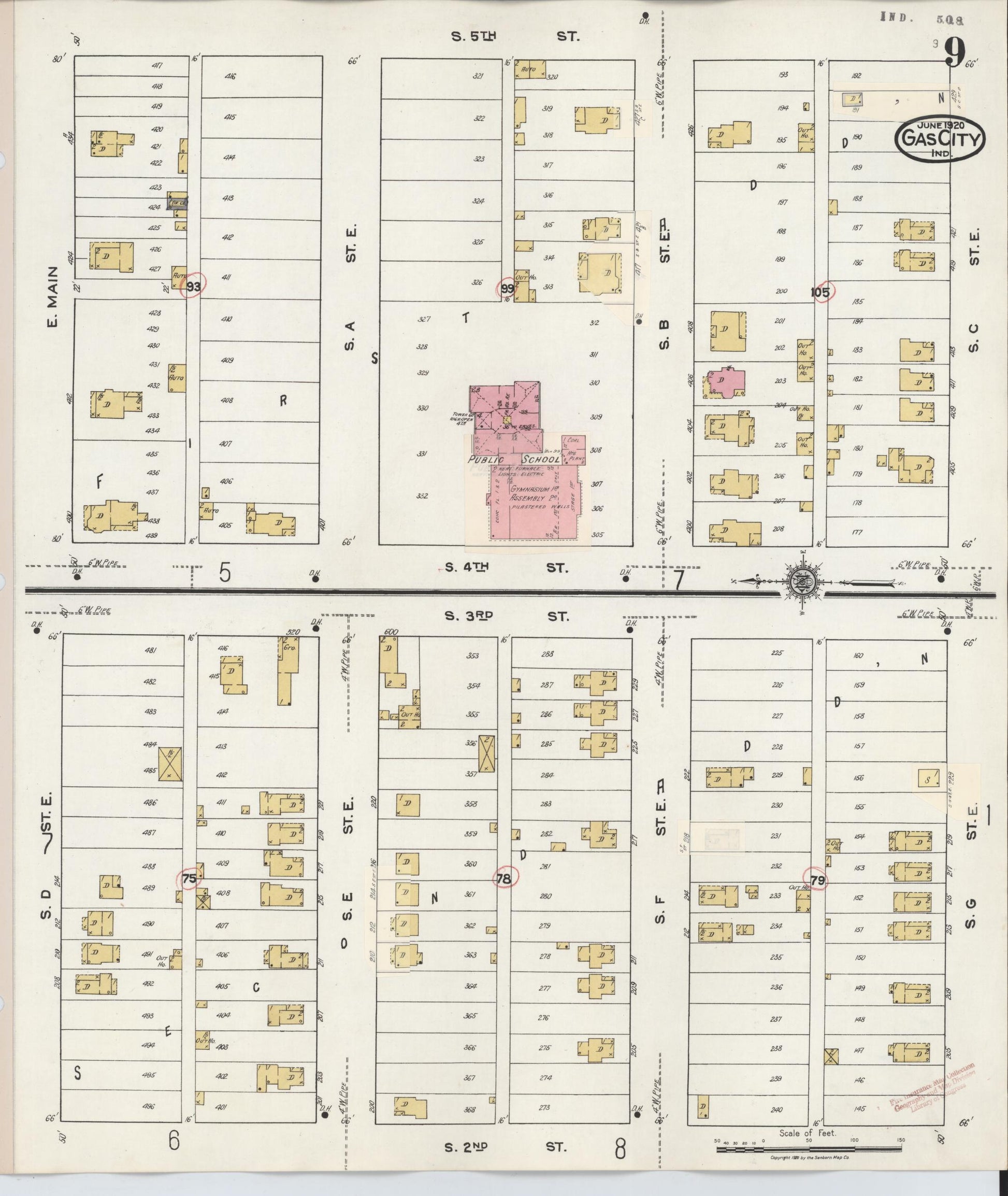 Sanborn Fire Insurance Map from Gas City, Grant County, Indiana (1932), Sheet #0009 - Complete Map Set gallery image, historic Sanborn map, vintage wall art, Indiana Indiana