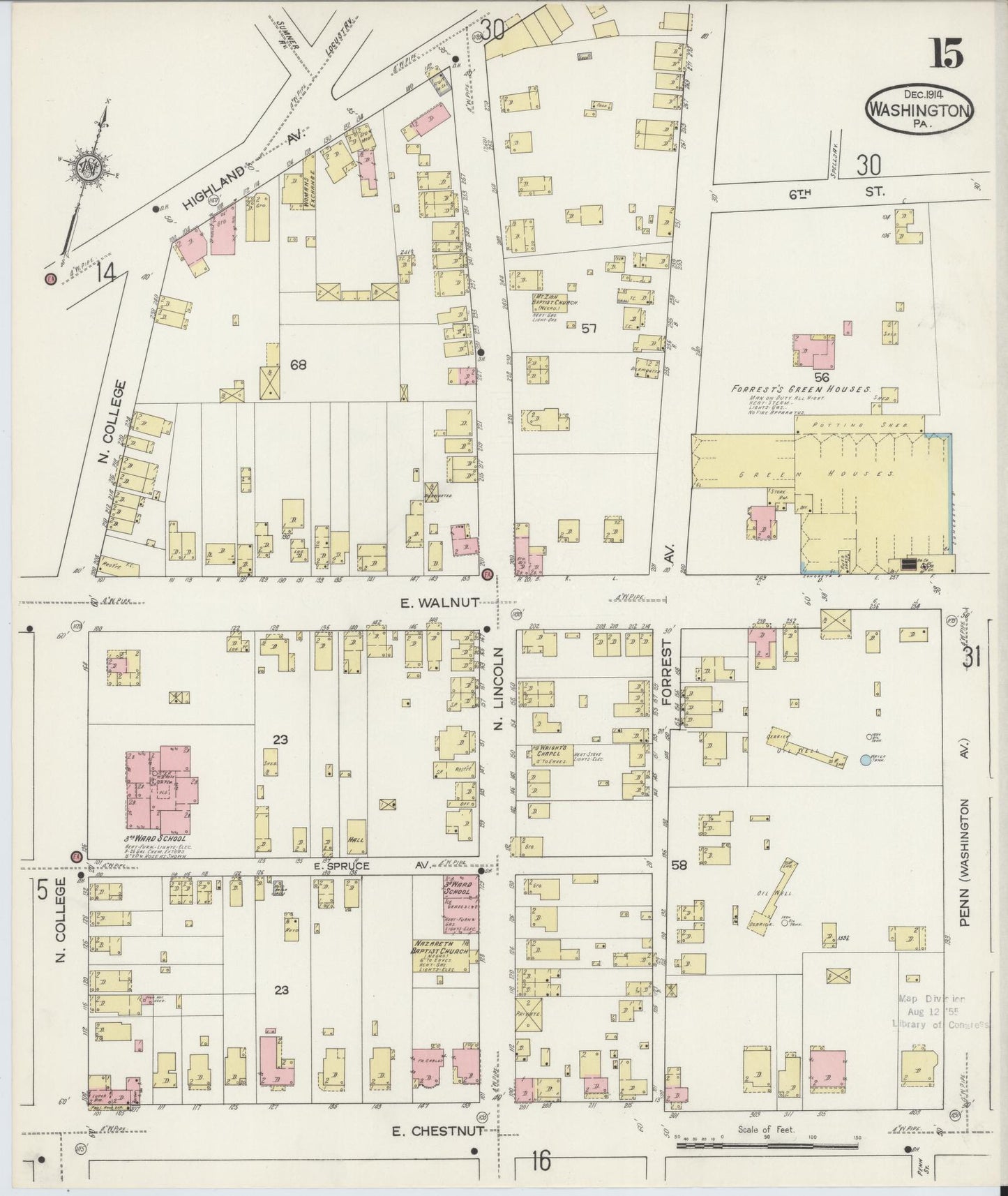 Sanborn Fire Insurance Map from Washington, Washington County, Pennsylvania (1914), Sheet #0015 - Complete Map Set gallery image, historic Sanborn map, vintage wall art, Sanborn Fire Insurance Map from Washington Washington