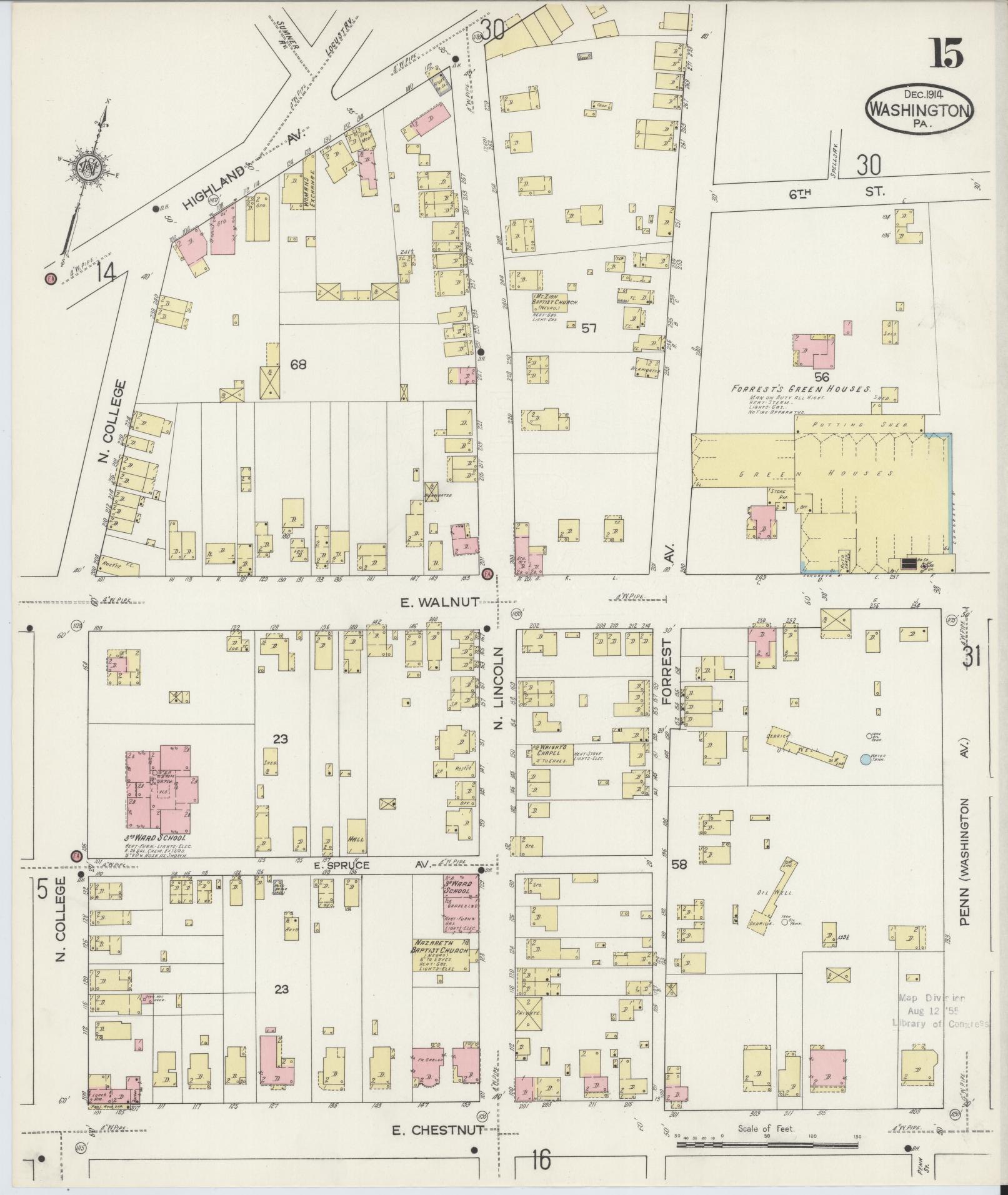 Sanborn Fire Insurance Map from Washington, Washington County, Pennsylvania (1914), Sheet #0015 - Complete Map Set gallery image, historic Sanborn map, vintage wall art, Sanborn Fire Insurance Map from Washington Washington