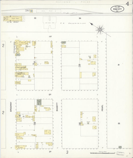 Sanborn Fire Insurance Map from King City, Monterey County, California (1903), Sheet #0004 - Historic Sanborn Fire Insurance Map Print, vintage old map wall art, antique decor, genealogy gift, California California map