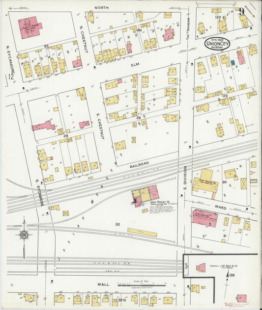 Sanborn Fire Insurance Map from Union City, Randolph County, Indiana (1920), Sheet #0009 - Historic Sanborn Fire Insurance Map Print, vintage old map wall art, antique decor, genealogy gift, Indiana Indiana map