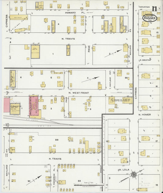 Sanborn Fire Insurance Map from Ranger, Eastland County, Texas (1920), Sheet #0011 - Historic Sanborn Fire Insurance Map Print, vintage old map wall art, antique decor, genealogy gift, Texas Texas map