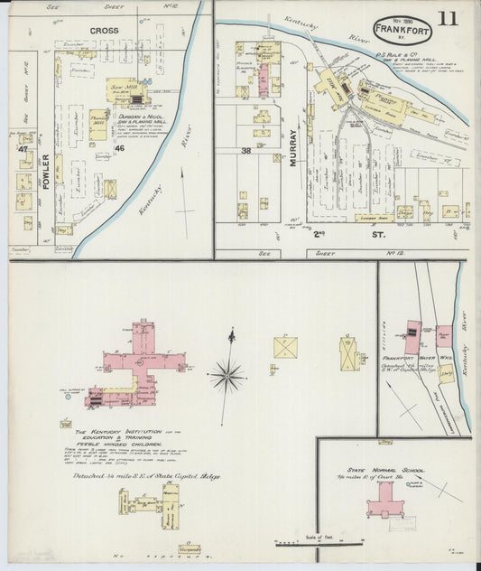 Sanborn Fire Insurance Map from Frankfort, Franklin County, Kentucky (1890), Sheet #0011 - Historic Sanborn Fire Insurance Map Print, vintage old map wall art, antique decor, genealogy gift, Kentucky Kentucky map