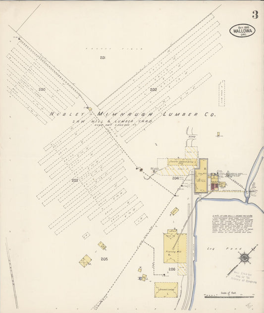 Sanborn Fire Insurance Map from Wallowa, Wallowa County, Oregon (1910), Sheet #0003 - Historic Sanborn Fire Insurance Map Print, vintage old map wall art, antique decor, genealogy gift, Oregon Oregon map