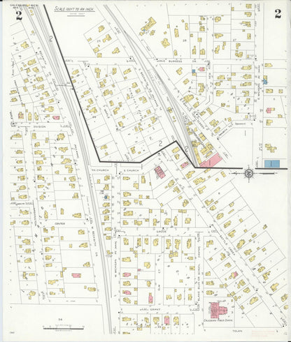 Sanborn Fire Insurance Map from Galesburg, Kalamazoo County, Michigan (1933), Sheet #0002 - Complete Map Set gallery image, historic Sanborn map, vintage wall art, Michigan Michigan