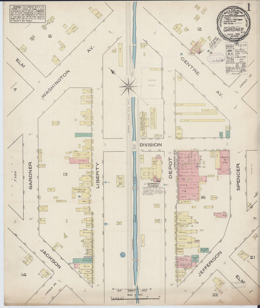 Sanborn Fire Insurance Map from Gardner, Grundy County, Illinois (1885), Sheet #0001 - Historic Sanborn Fire Insurance Map Print, vintage old map wall art, antique decor, genealogy gift, Illinois Illinois map