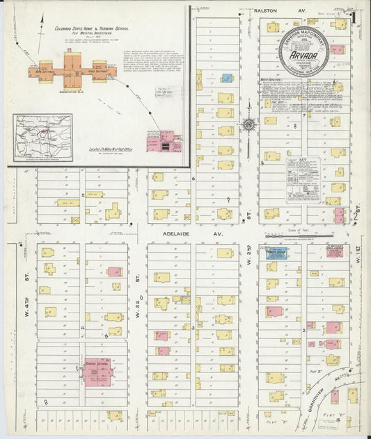 Sanborn Fire Insurance Map from Arvada, Jefferson County, Colorado (1917), Sheet #0001 - Complete Map Set gallery image, historic Sanborn map, vintage wall art, Colorado Colorado
