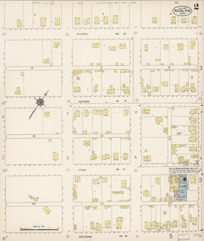 Sanborn Fire Insurance Map from Roslyn, Kittitas County, Washington (1912), Sheet #0002 - Complete Map Set gallery image, historic Sanborn map, vintage wall art, Washington Washington