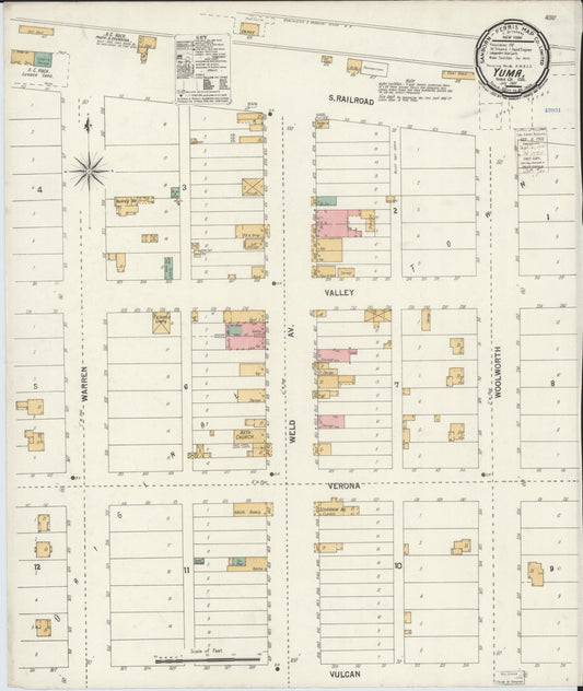 Sanborn Fire Insurance Map from Yuma, Yuma County, Colorado (1900), Sheet #0001 - Historic Sanborn Fire Insurance Map Print, vintage old map wall art, antique decor, genealogy gift, Colorado Colorado map