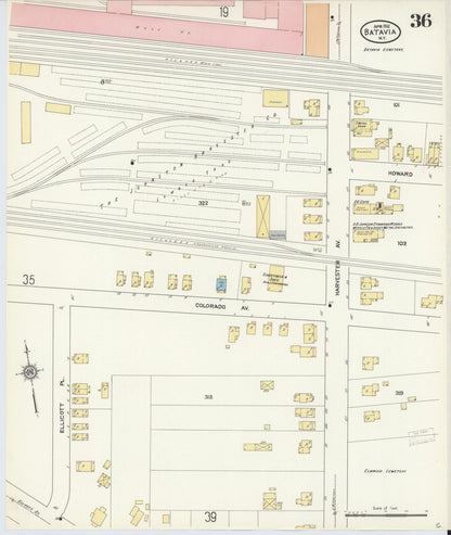 Sanborn Fire Insurance Map from Batavia, Genesee County, New York (1912), Sheet #0036 - Complete Map Set gallery image, historic Sanborn map, vintage wall art, New York New York