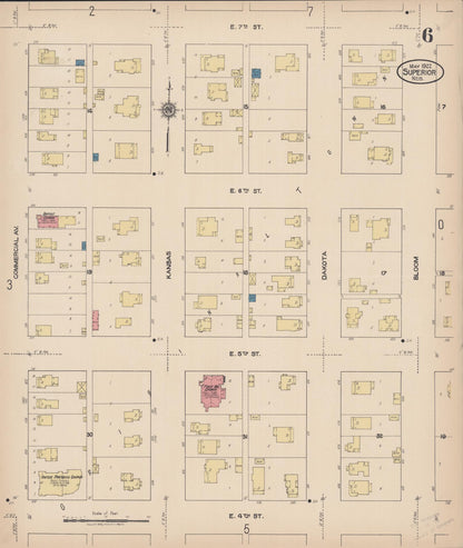 Sanborn Fire Insurance Map from Superior, Nuckolls County, Nebraska (1922), Sheet #0006 - Complete Map Set gallery image, historic Sanborn map, vintage wall art, Nebraska Nebraska