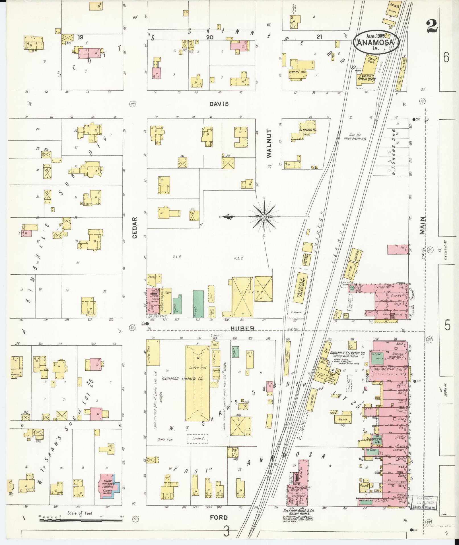 Sanborn Fire Insurance Map from Anamosa, Jones County, Iowa (1905), Sheet #0002 - Historic Sanborn Fire Insurance Map Print