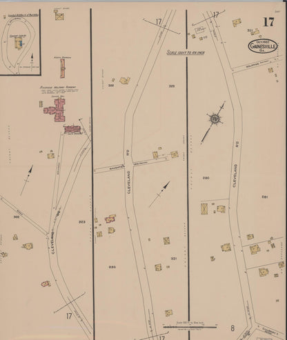 Sanborn Fire Insurance Map from Gainesville, Hall County, Georgia (1922), Sheet #0017 - Complete Map Set gallery image, historic Sanborn map, vintage wall art, Georgia Georgia