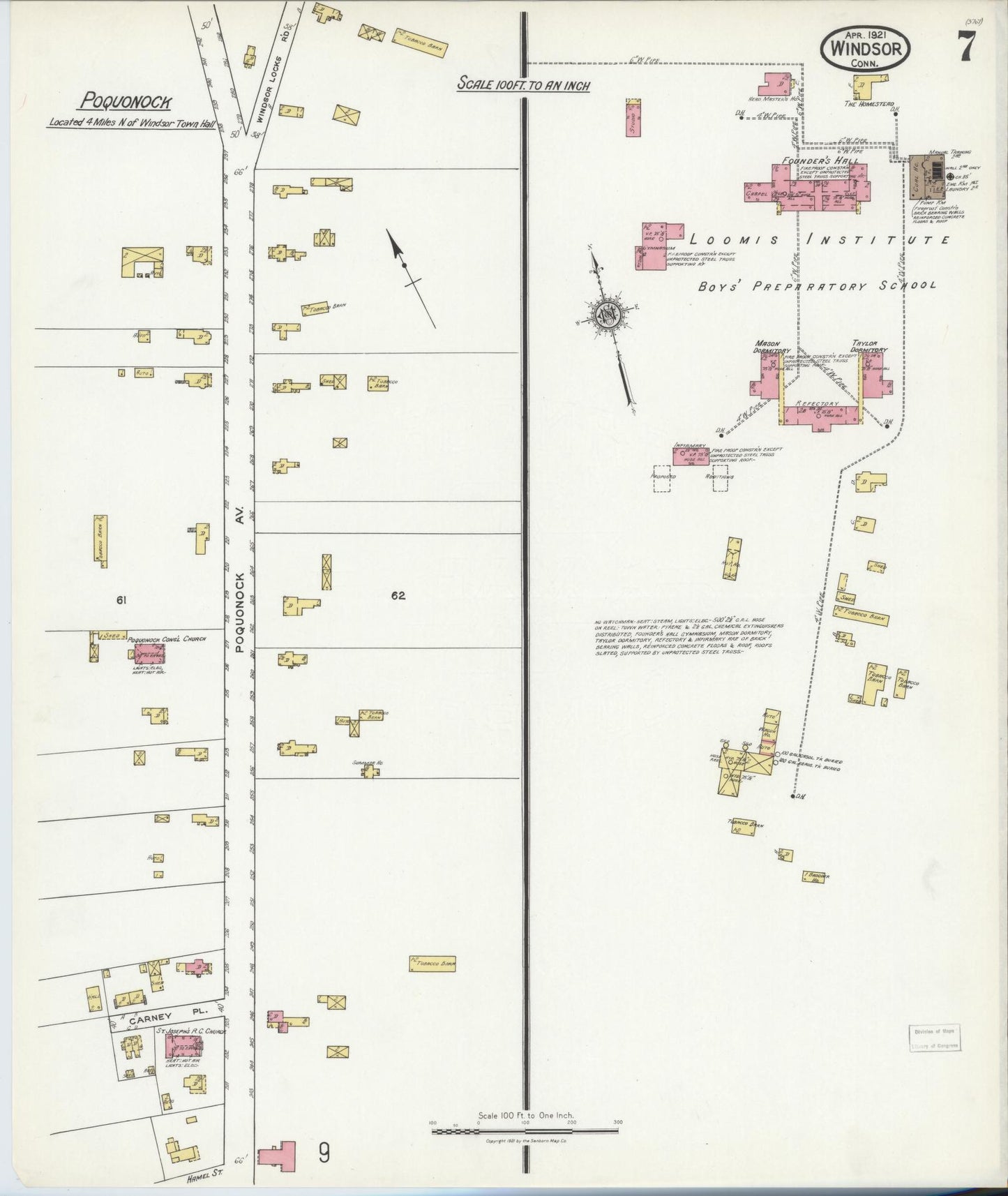 Sanborn Fire Insurance Map from Windsor, Hartford County, Connecticut (1921), Sheet #0007 - Complete Map Set gallery image, historic Sanborn map, vintage wall art, Connecticut Connecticut