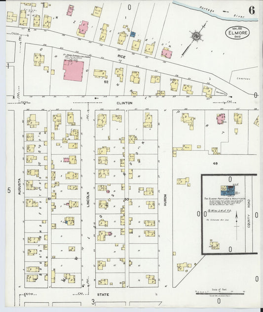 Sanborn Fire Insurance Map from Elmore, Ottawa County, Ohio (1920), Sheet #0006 - Historic Sanborn Fire Insurance Map Print, vintage old map wall art, antique decor, genealogy gift, Ohio Ohio map