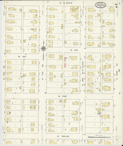 Sanborn Fire Insurance Map from Herrin, Williamson County, Illinois (1913), Sheet #0007 - Complete Map Set gallery image, historic Sanborn map, vintage wall art, Illinois Illinois