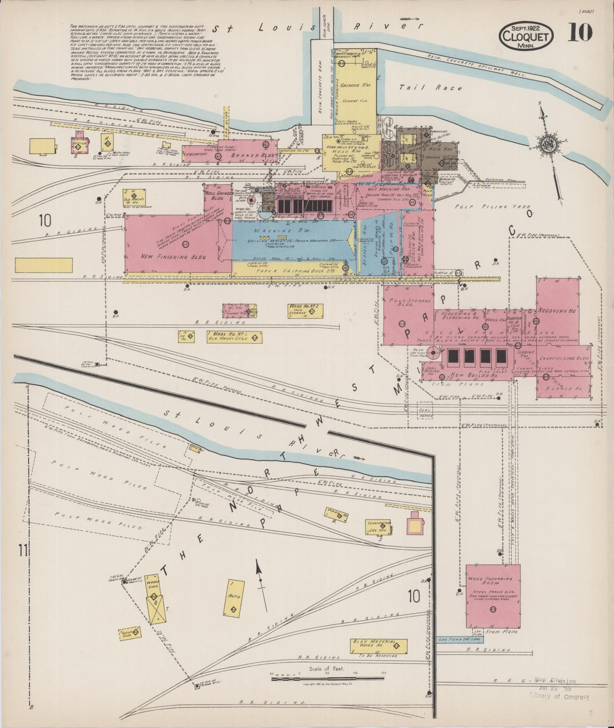 Sanborn Fire Insurance Map from Cloquet, Carlton County, Minnesota (1922), Sheet #0010 - Complete Map Set gallery image, historic Sanborn map, vintage wall art, Minnesota Minnesota